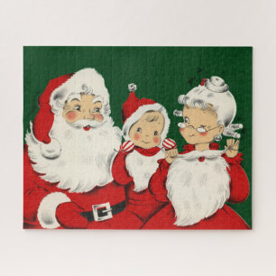 Quebra-cabeça Família de Papai Noel Retro Meados do Século – Kit