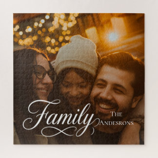 Quebra-cabeça Família de Roteiro Moderno Nome de Foto Personaliz