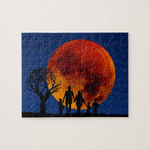 Quebra-cabeça Família do eclipse lunar da lua do sangue