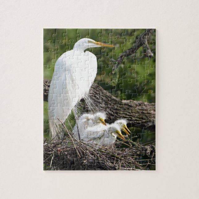 Quebra-cabeça Família do Egret nevado (Vertical)