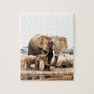 Quebra-cabeça Família do elefante