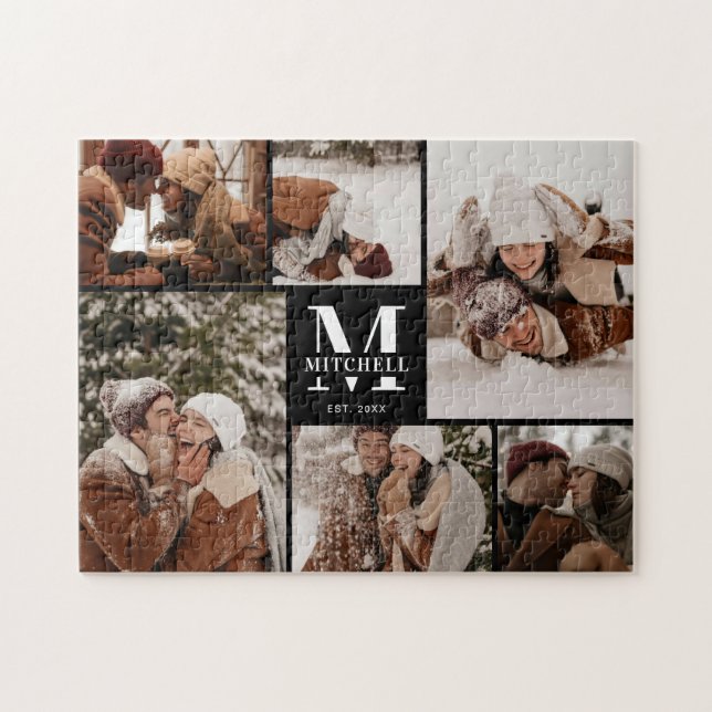 Quebra-cabeça Família Moderna 6 Colagem de Fotos em Black Keepsa (Horizontal)