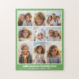 Quebra-cabeça Família Moderna 9 Colagem de Fotos Verde - Minimal