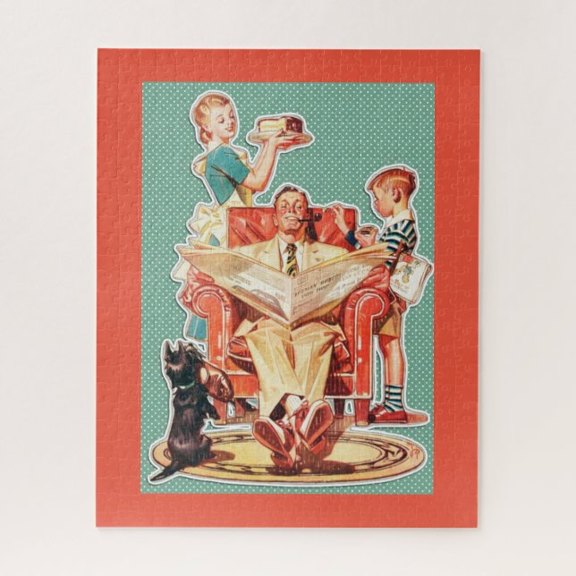 Quebra-cabeça Família Retro dos anos 50 (Vertical)