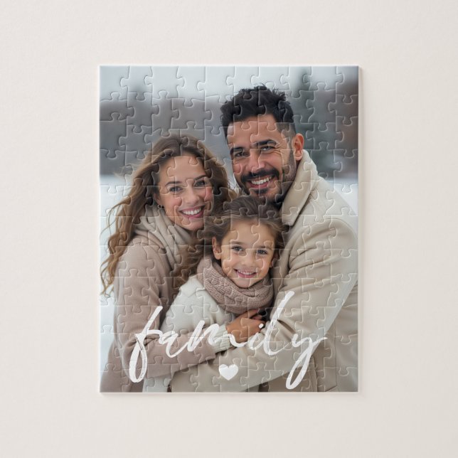 Quebra-cabeça Family Love Heart Modern Script Photo (Vertical)