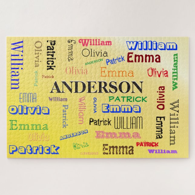Quebra-cabeça Family Name Custom Word Cloud Personalized (Horizontal)