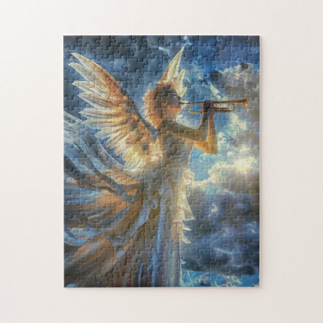 Quebra-cabeça Fanfarra Celestial Anjo Tocando Trombeta (Vertical)