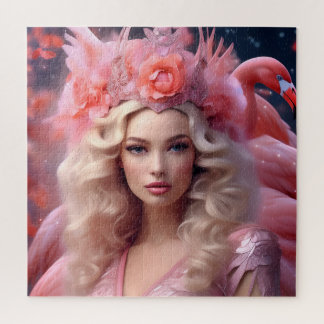 Quebra-cabeça Fantasia de Beleza Flamingo Rosa