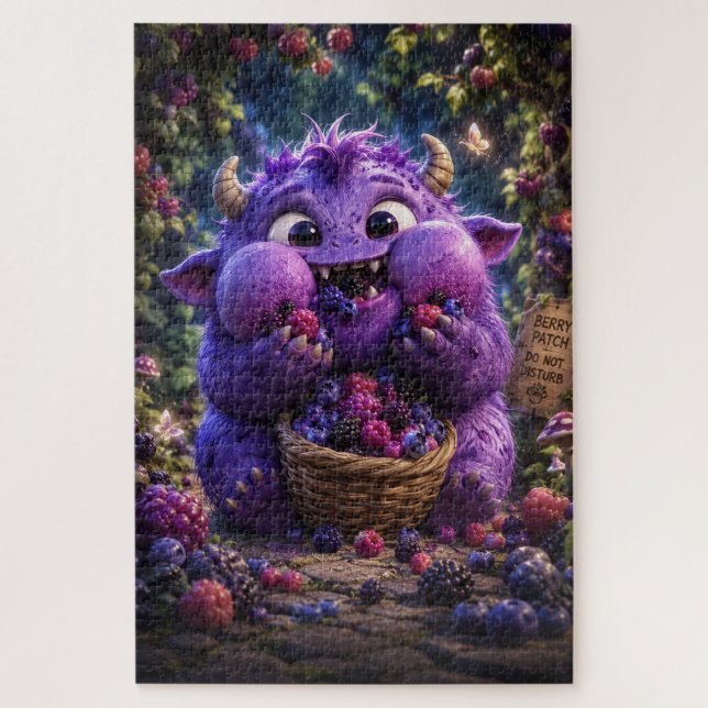 Quebra-cabeça Fantasia de Monstro Fofo Bandido de Frutas na Flor (Vertical)