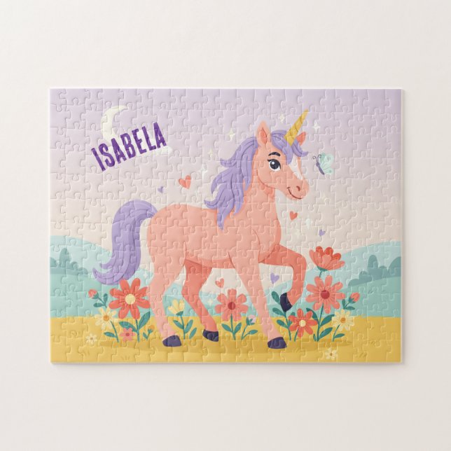 Quebra-cabeça Fantasia de Unicórnio Mágico Personalizada (Horizontal)