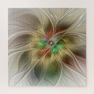 Quebra-cabeça Fantasia Floral com Fractal Abstrato Moderno Doura