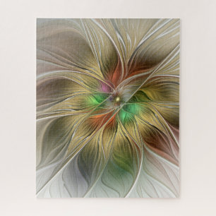 Quebra-cabeça Fantasia Floral com o Dourado Abstrato moderno Fra