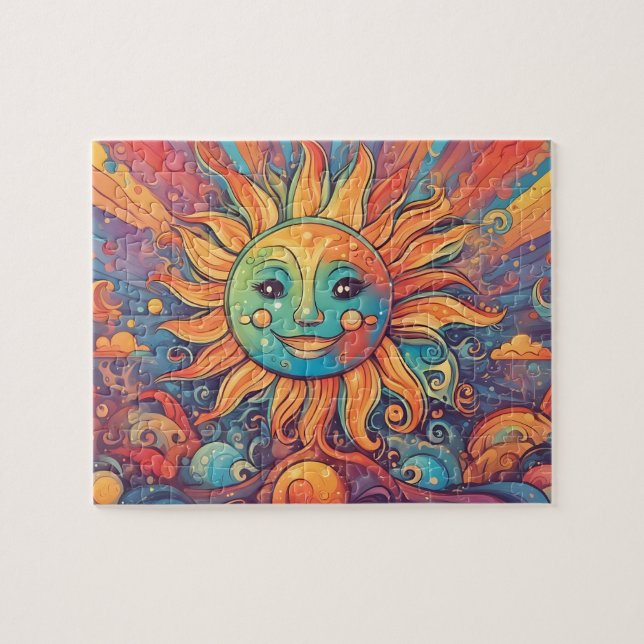 Quebra-cabeça Fantasia Mundo Colorida Sol (Horizontal)