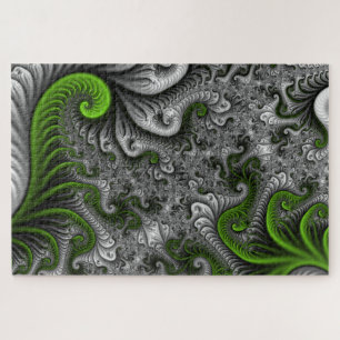 Quebra-cabeça Fantasia Mundo Verde E Cinza De Arte Fractal