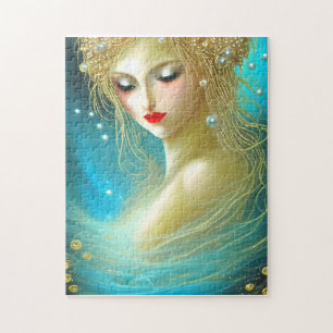 Quebra-cabeça Fantasia Pintura de Mulher Nadando com requinte