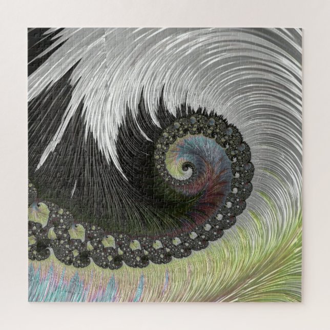 Quebra-cabeça Fantasia Psicodélica Espiral Groovy Arte Fractal (Vertical)