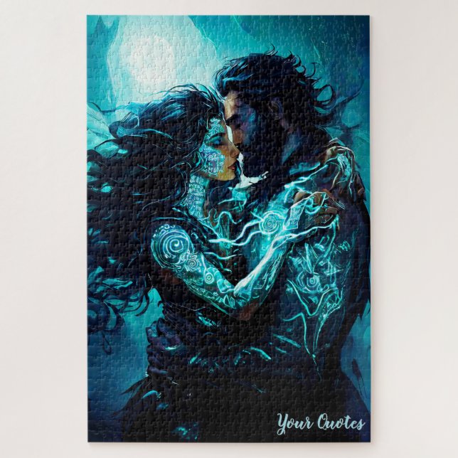 Quebra-cabeça Fantasia Romântica de Amantes sob a Lua Mística (Vertical)