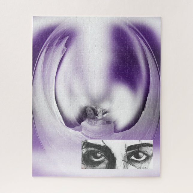 Quebra-cabeça Fantasia senhora e olhos arte roxa (Vertical)