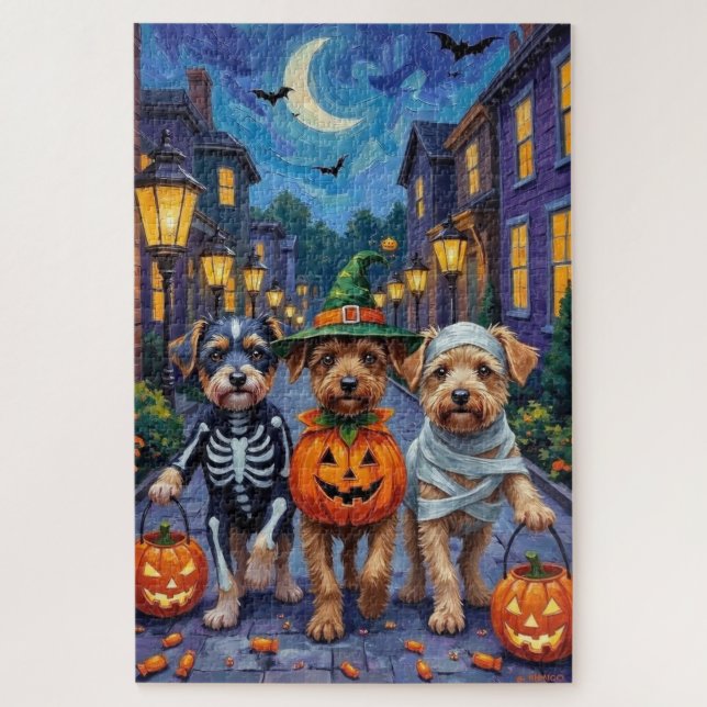 Quebra-cabeça Fantasias de Halloween para Cães Lowchen em Doces  (Vertical)