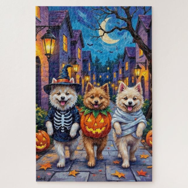 Quebra-cabeça Fantasias de Halloween para Cães Samoyed Fazendo D (Vertical)