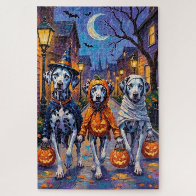 Quebra-cabeça Fantasias de Halloween para dálmatas pedindo doces (Vertical)