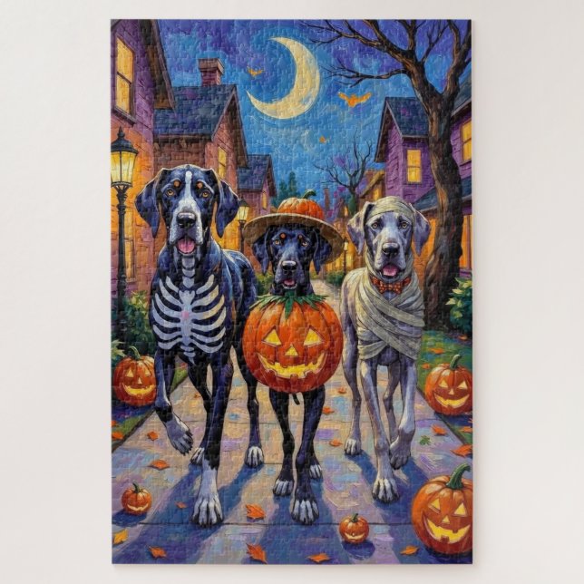 Quebra-cabeça Fantasias de Halloween para Great Danes em Doces o (Vertical)