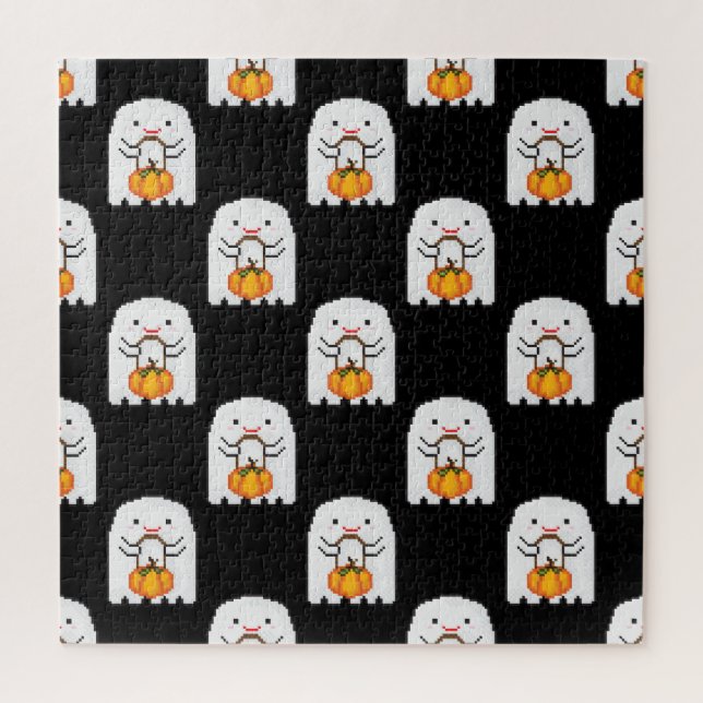 Quebra-cabeça Fantasma da arte em Pixel: Padrão de Halloween (Vertical)