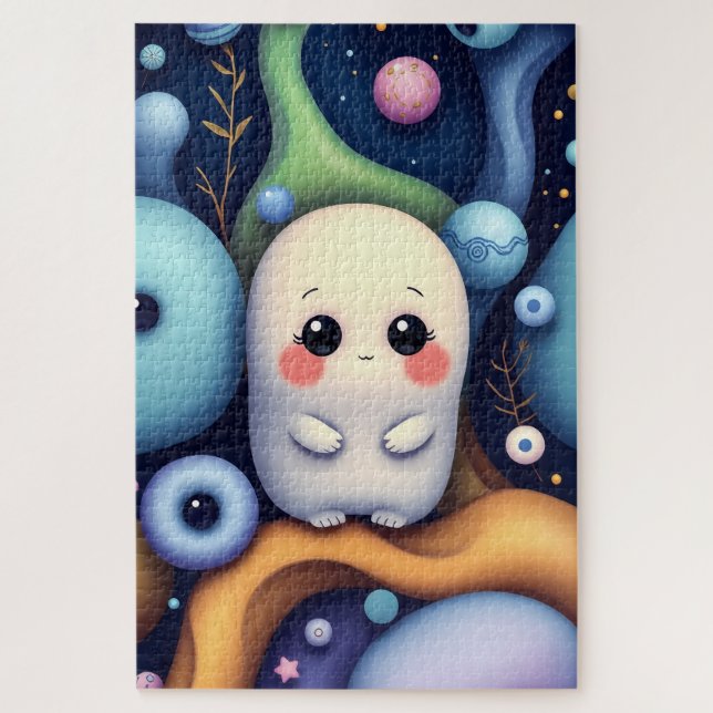 Quebra-cabeça Fantasma Gasto de Kawaii no Espaço Sonhento (Vertical)