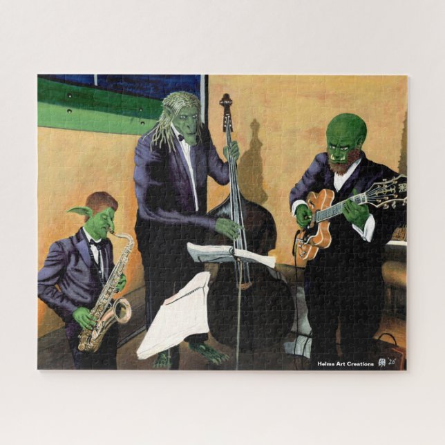 Quebra-cabeça Fantasy Jazz Musicians Art Large Jigsaw Quebra-cab (Horizontal)
