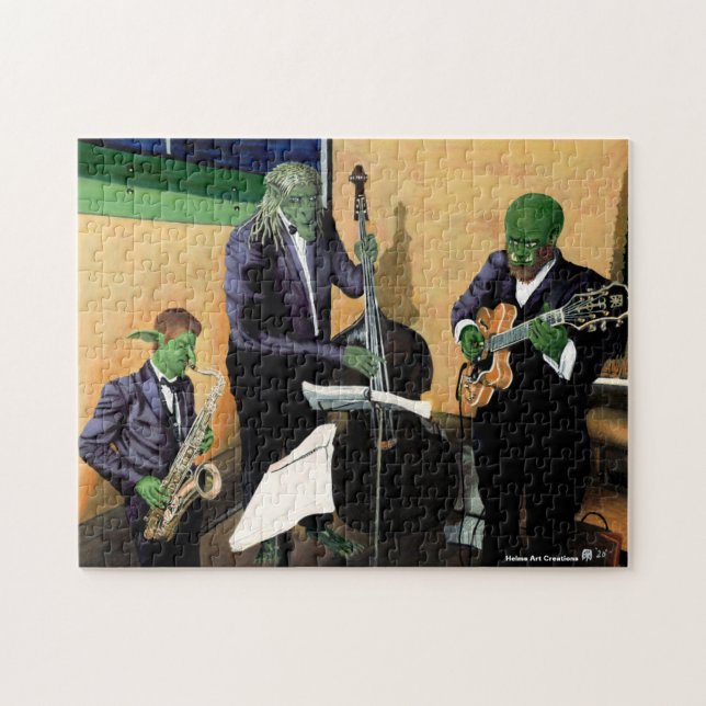 Quebra-cabeça Fantasy Jazz Musicians Art Medium Jigsaw Quebra-ca (Horizontal)