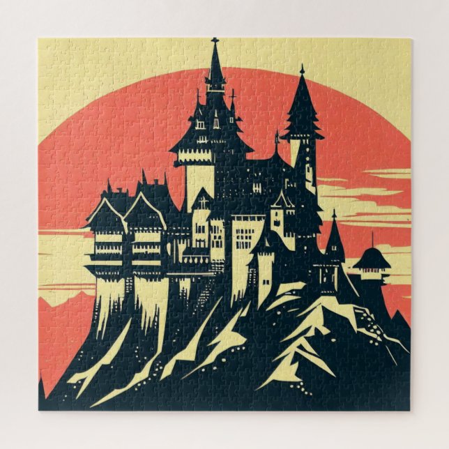 Quebra-cabeça Fantasy Medieval Castle - Estilo de Corte de Madei (Vertical)