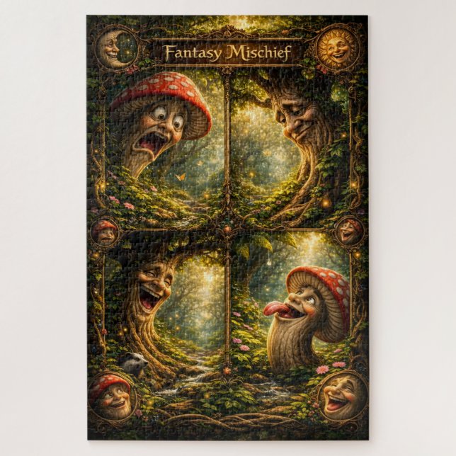 Quebra-cabeça Fantasy mischief, enchanted forest jigsaw puzzle m (Vertical)