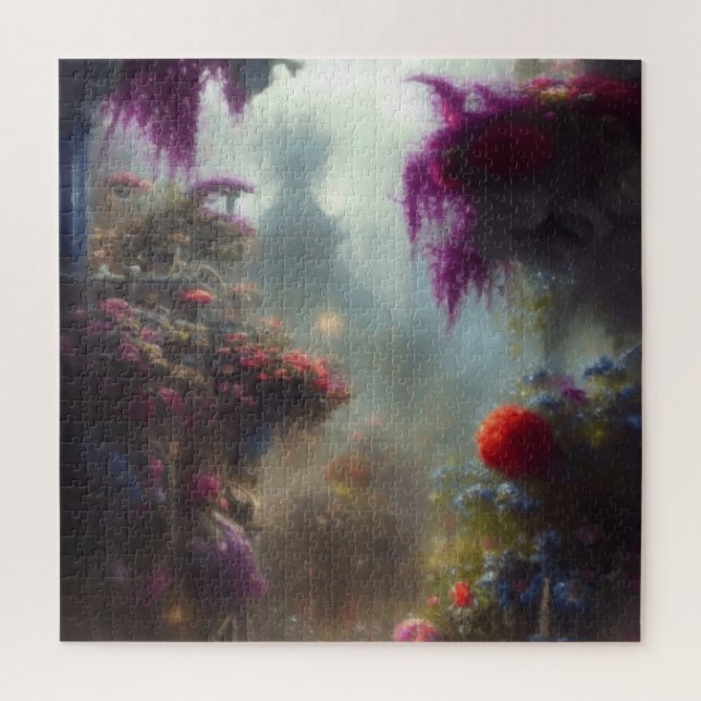 Quebra-cabeça Fantasy Misty Rainy Magical Garden Landscape (Vertical)