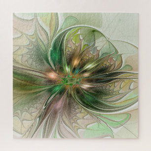 Quebra-cabeça Fantasy Moderna Abstrato, Flor Fractal Colorida
