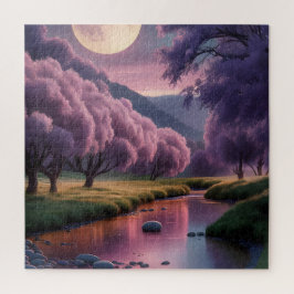 Quebra-cabeça Fantasy Moonlit River Dreamscape Illustration