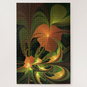 Quebra-cabeça Fantasy Plant Abstrato Green Rust Brown Fractal