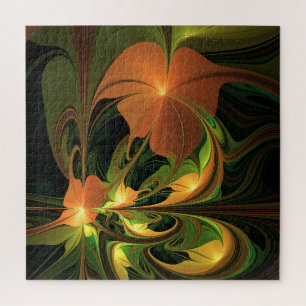 Quebra-cabeça Fantasy Plant Abstrato Green Rust Brown Fractal