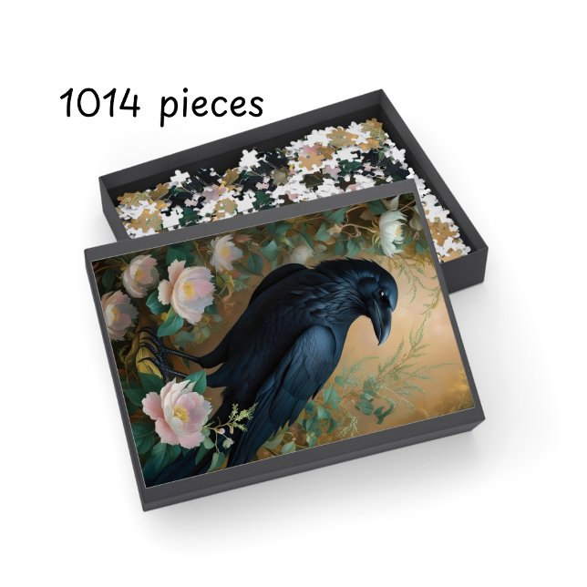 Quebra-cabeça Fantasy Raven & Bloom - Arte Gótica Encantada (Fantasy Raven & Bloom – Enchanted Gothic Art Jigsaw Puzzle)