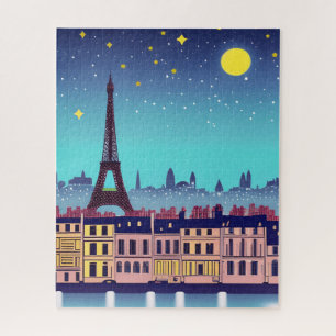 Quebra-cabeça Fantasy Skyline de Paris sob as Estrelas