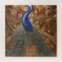 Fantasy Steampunk Peacock Blue Em Aquarela