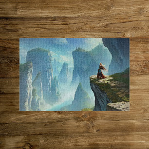 Quebra-cabeça Fantasy World com uma mulher num Cliff Quebra-cabe