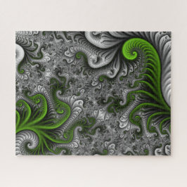 Quebra-cabeça Fantasy World Green And Gray Abstract Fractal Art