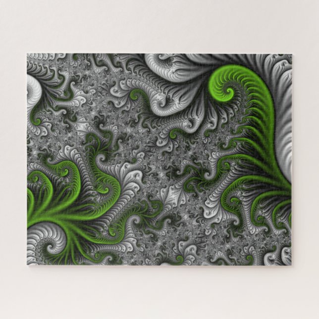 Quebra-cabeça Fantasy World Green And Gray Abstract Fractal Art (Horizontal)