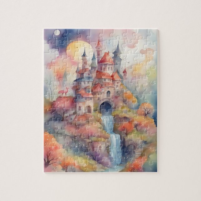 Quebra-cabeça Fantasy World Watercolor Castle Colorful (Vertical)