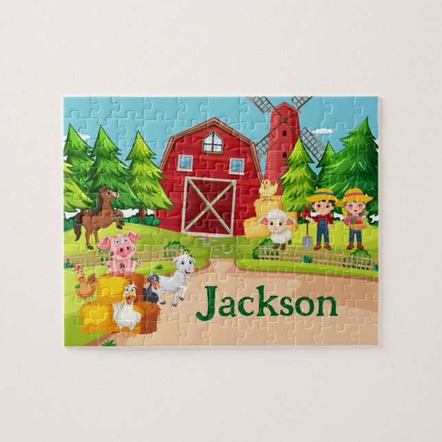 Quebra-cabeça Farm Animal Child Name Puzzle (Horizontal)
