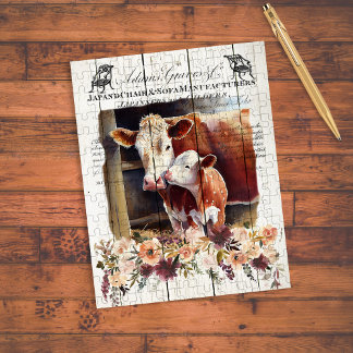 Quebra-cabeça Farmhouse Floral Hereford Cows