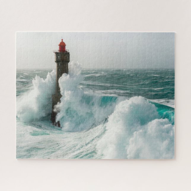 Quebra-cabeça Faróis | Jument Lighthouse Ouessant França (Horizontal)