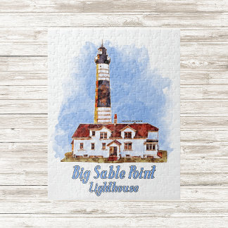 Quebra-cabeça Farol Big Sable Point Aquarela - Michigan