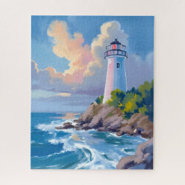 Quebra-cabeça Farol Costeiro | Ondas do Mar Oceano Azul