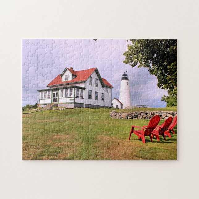 Quebra-cabeça Farol da Ilha Bakers, Massachusetts MÃE Quebra-cab (Horizontal)